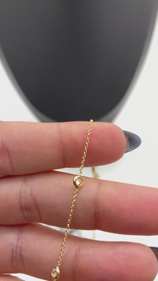 GOLD FILLED - NECKLACE - CZ BEZEL STATION