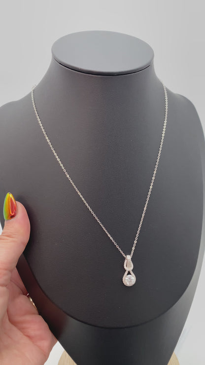 Moissanite Infinity Halo Pendant Necklace | 1.0CT Center Stone (6.5MM) | Sterling Silver | Certificate Included