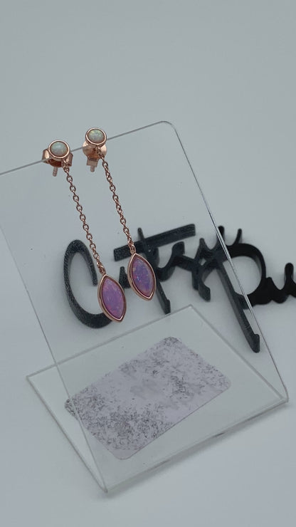GOLD VERMEIL - EARRINGS - OPAL DROP STUD in ROSE GOLD