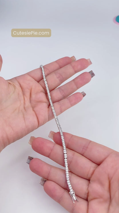 Moissanite Tennis Chanel Bracelet | 2MM | Rhodium-Plated Sterling Silver | No Certificate
