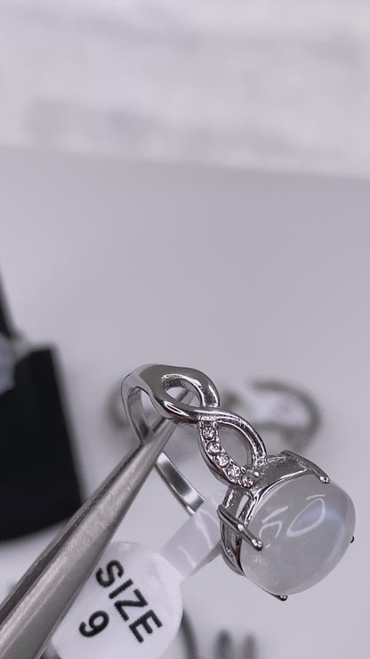 Natural Moonstone Ring | 8x10mm Gemstone | 316L Stainless Steel