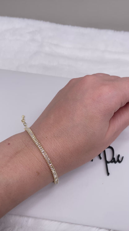 GOLD FILLED - TENNIS BRACELET - CZ BAGUETTE 3MM