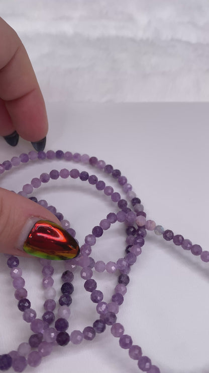 4MM Faceted - Lepidolite | Natural Crystal Stretch Bracelet