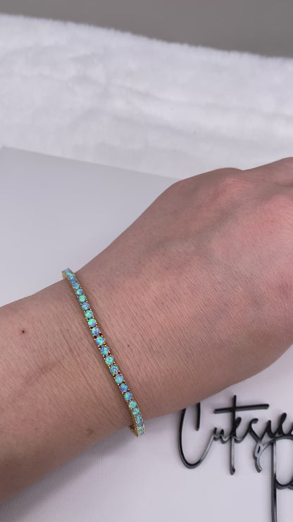 GOLD FILLED - TENNIS BRACELET - OPAL 3.25MM
