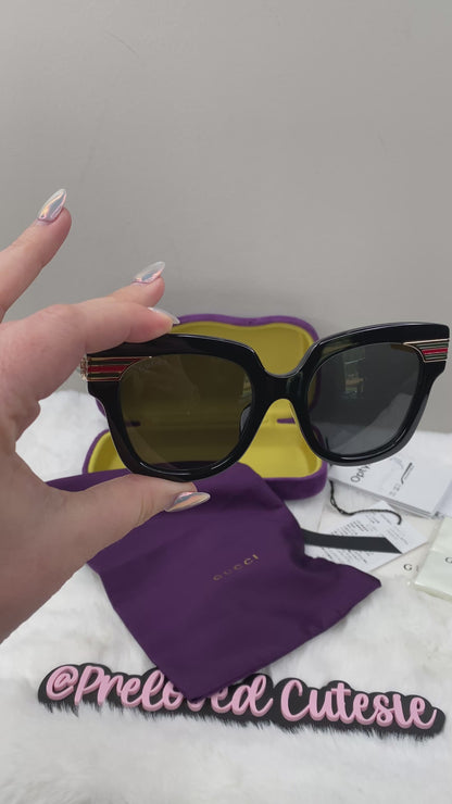 Authentic Gucci GG0281SA 001 Black Gold Sunglasses | Includes Gucci Case | 51-21-150