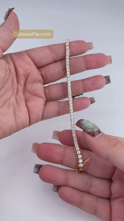 Moissanite Tennis Bracelet | 3.3MM | 18K Gold-Plated Sterling Silver | Certificate Included