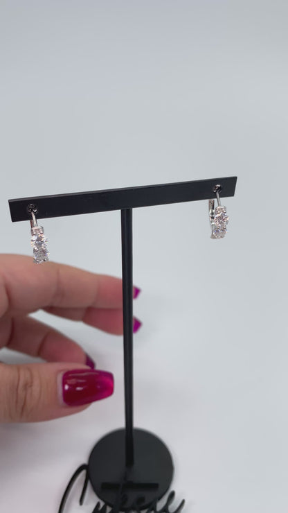 Moissanite Trinity Huggie Earrings | 13.5MM | 1.8CT Total | 950 Platinum-Plated Sterling Silver | Certificate Included