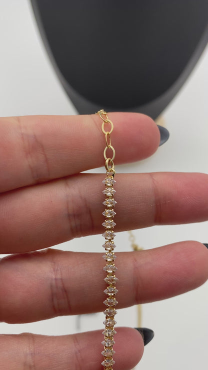 GOLD FILLED - TENNIS NECKLACE - MARQUISE 4MM