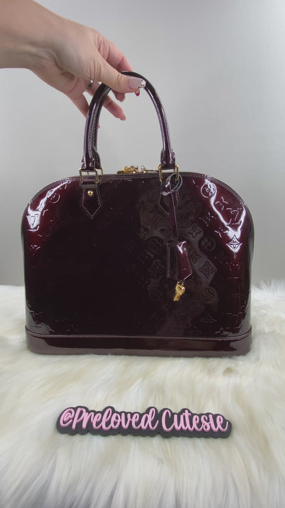 Louis Vuitton Alma GM Vernis in Amarante Red - LV Pre-Loved