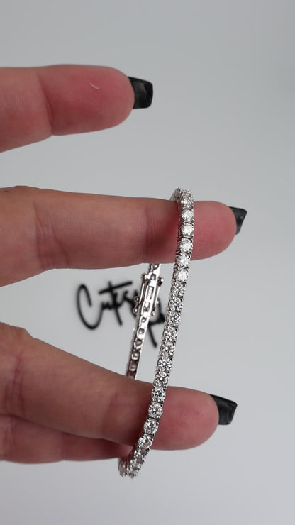 Moissanite Tennis Bracelet | 3MM | 950 Platinum-Plated Sterling Silver | Certificate Included