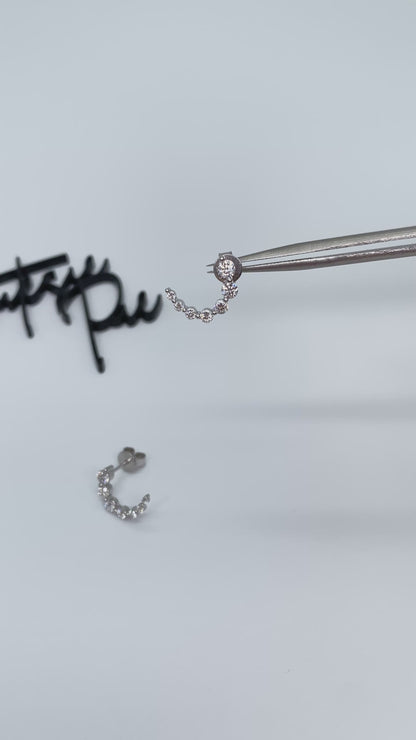 Moissanite Crescent Stud Earrings | 13×9.15MM | 18K Gold or 950 Platinum-Plated Sterling Silver | Certificate Included
