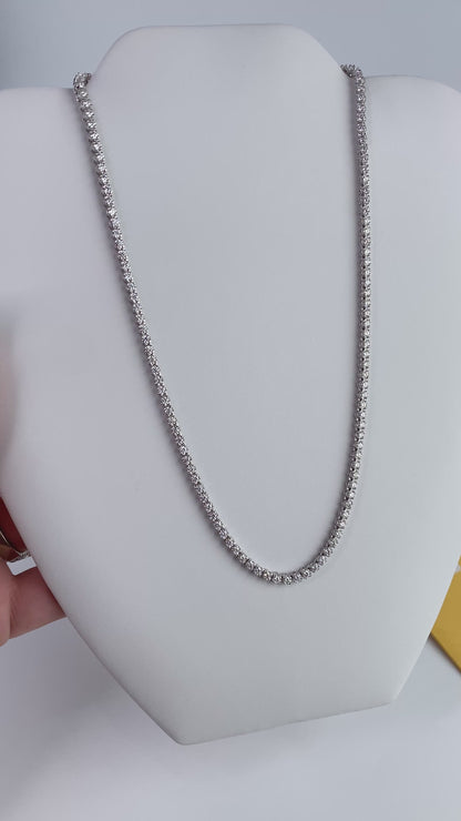 Moissanite Tennis Necklace | 2.25MM  | Rhodium-Plated Sterling Silver | Certificate Included
