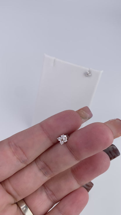 Lab-Grown Diamond Bloom | Flower Stud Earrings | 5MM | Rhodium-Plated Sterling Silver | Certificate Included