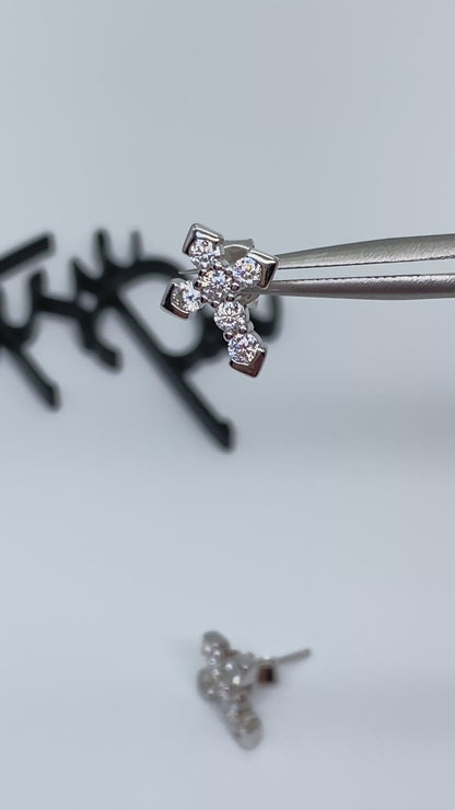 Moissanite Faith Cross Stud Earrings | 12x10MM | 18K Gold or 950 Platinum-Plated Sterling Silver | Certificate Included