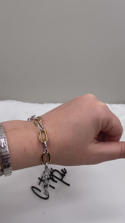 Two-Tone Oval Link Bracelet | 14K Gold PVD & Steel | 304 Stainless Steel