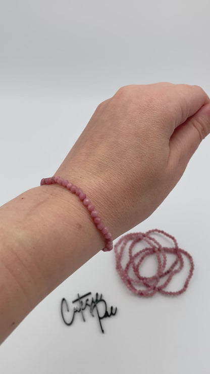 4MM Faceted - Pink Opal | Natural Crystal Stretch Bracelet