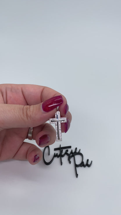 Moissanite Beacon Cross Pendant | Rhodium-Plated Sterling Silver | Certificate Included