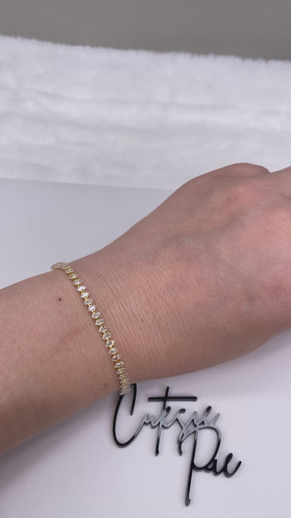 GOLD FILLED - TENNIS BRACELET - CZ MARQUISE 4MM