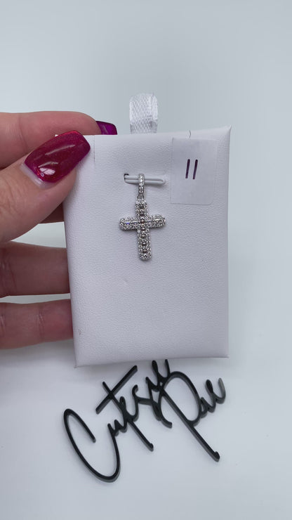 Moissanite Radiance Cross Pendant | Rhodium-Plated Sterling Silver | Certificate Included