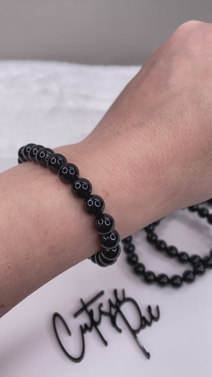 8MM Black Onyx | Natural Gemstone Stretch Bracelet