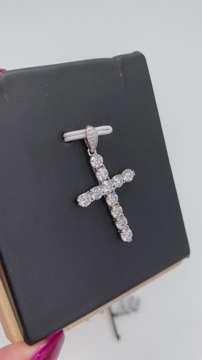 Moissanite Legacy Cross Pendant | Rhodium-Plated Sterling Silver | Certificate Included