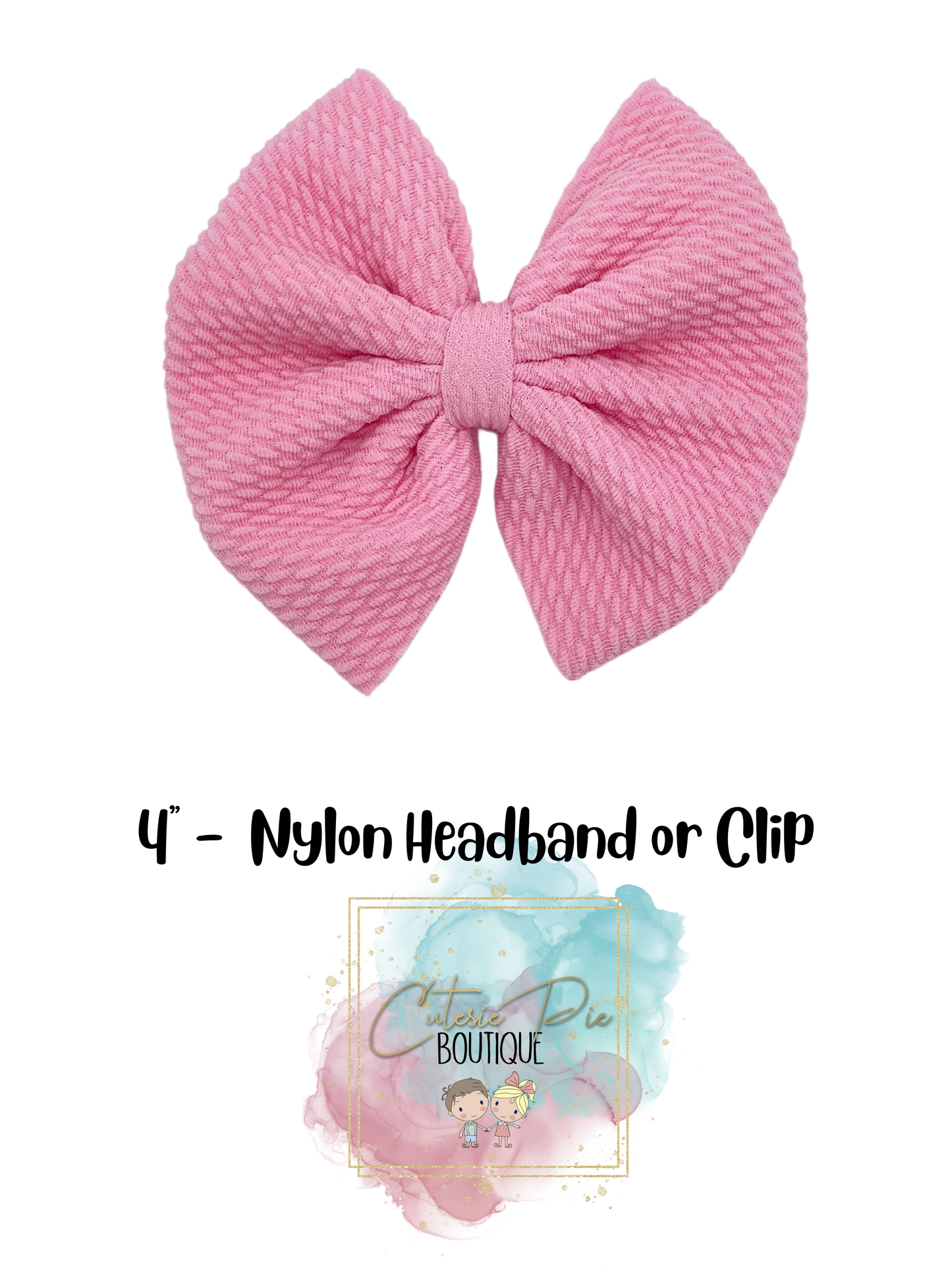 4" Cutesie Fabric Hair Bow - SOLID COLORS