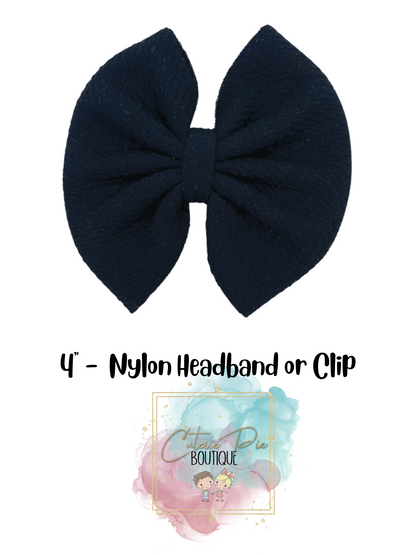 4" Cutesie Fabric Hair Bow - SOLID COLORS