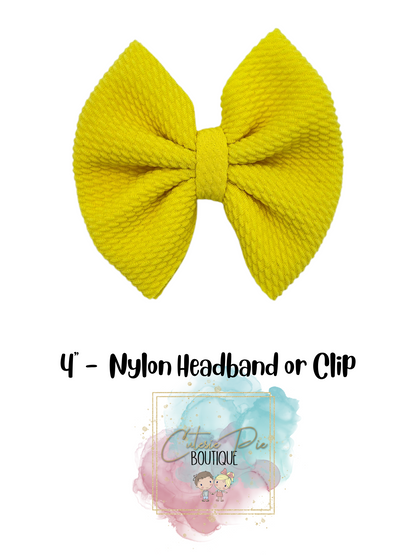 4" Cutesie Fabric Hair Bow - SOLID COLORS