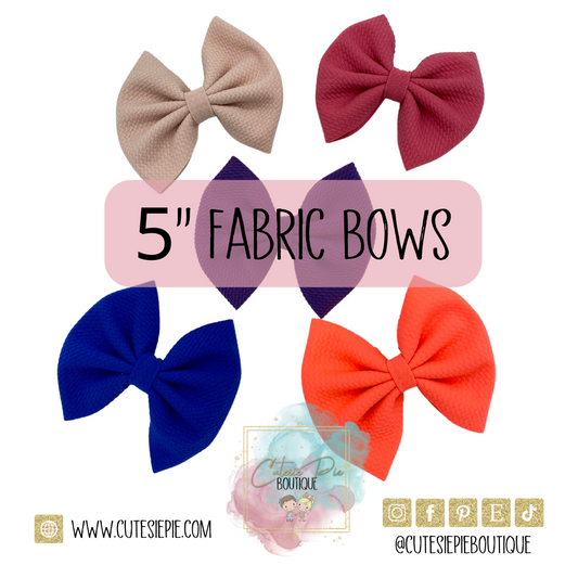 5" Cutesie Fabric Hair Bow - SOLID COLORS