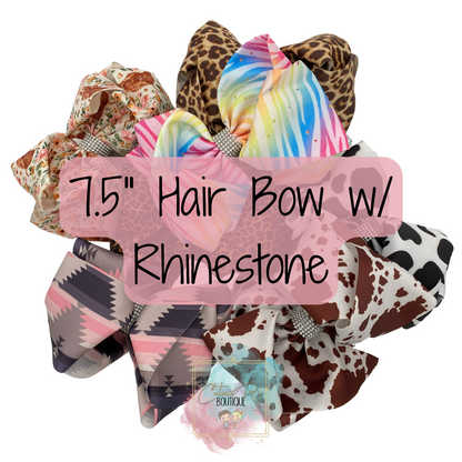 7.5" XL Dbl Layer Hair Bow w/ Rhinestone