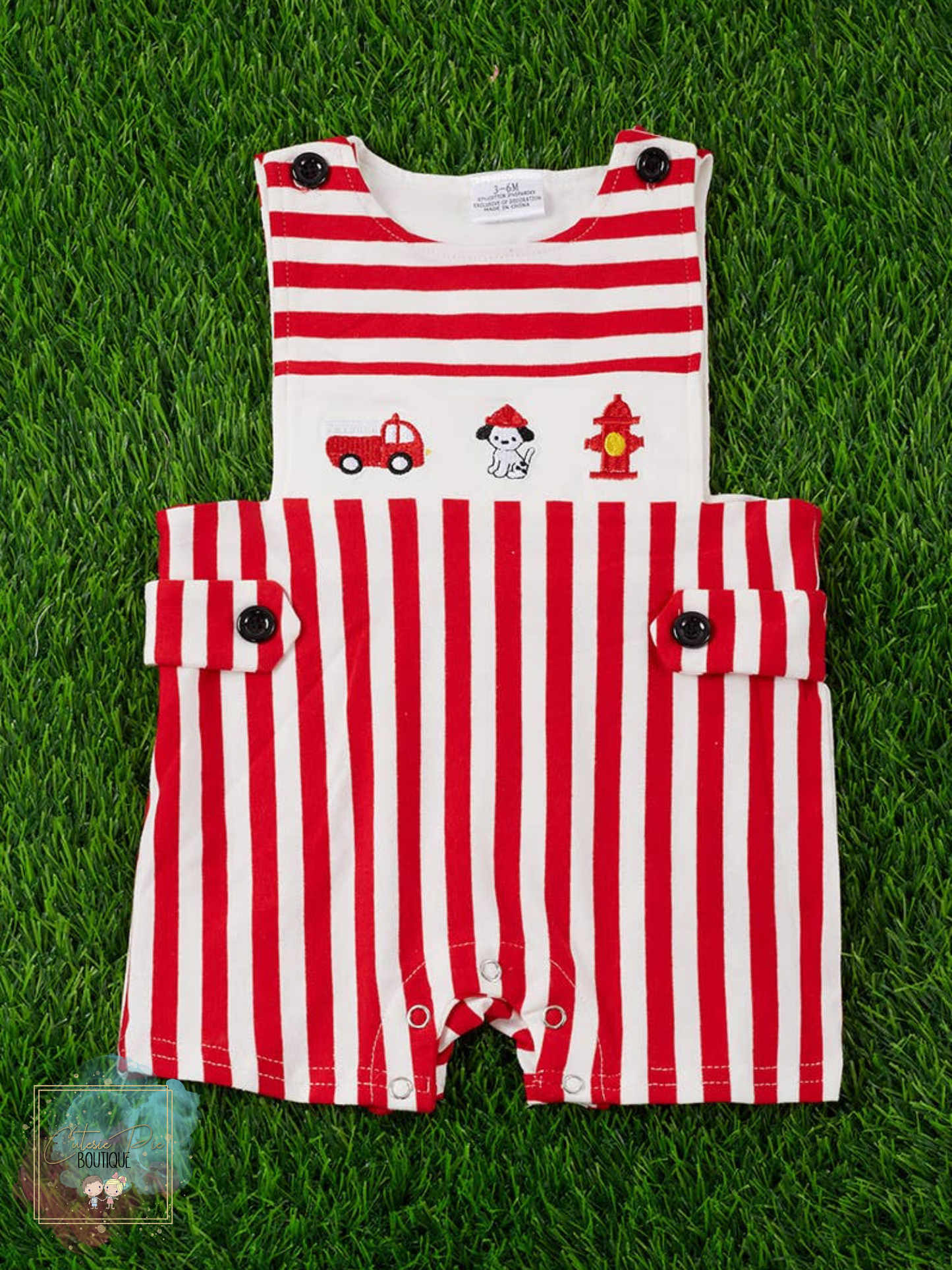 Little Hero | Smocked Fire Truck Romper 🚒