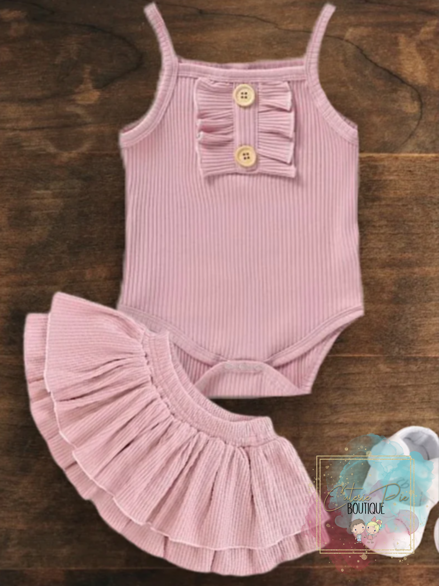 Baby Girls - Blush Onesie & Ruffle Bloomer Skirt 2PC SET