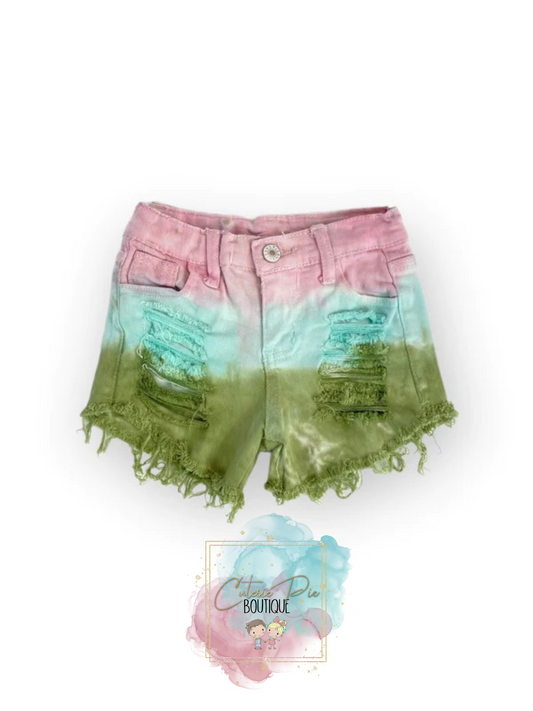 Baby Girls Tie Dye Distressed Denim Short