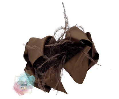 7.5" XL Dbl layer Feather Hair bow