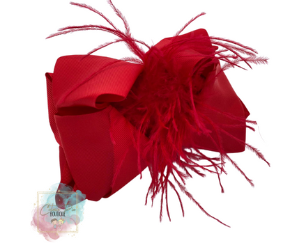 7.5" XL Dbl layer Feather Hair bow