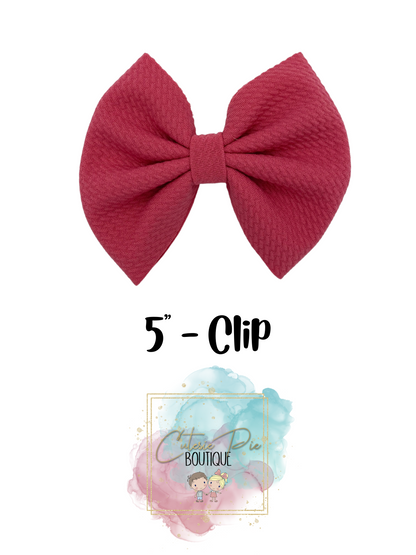 5" Cutesie Fabric Hair Bow - SOLID COLORS