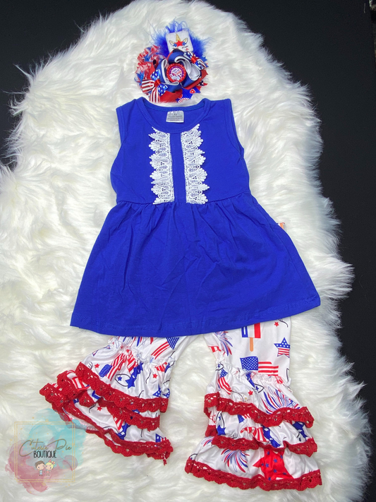 Patriotic Tunic & Ruffle Bell Bottom Outfit Set