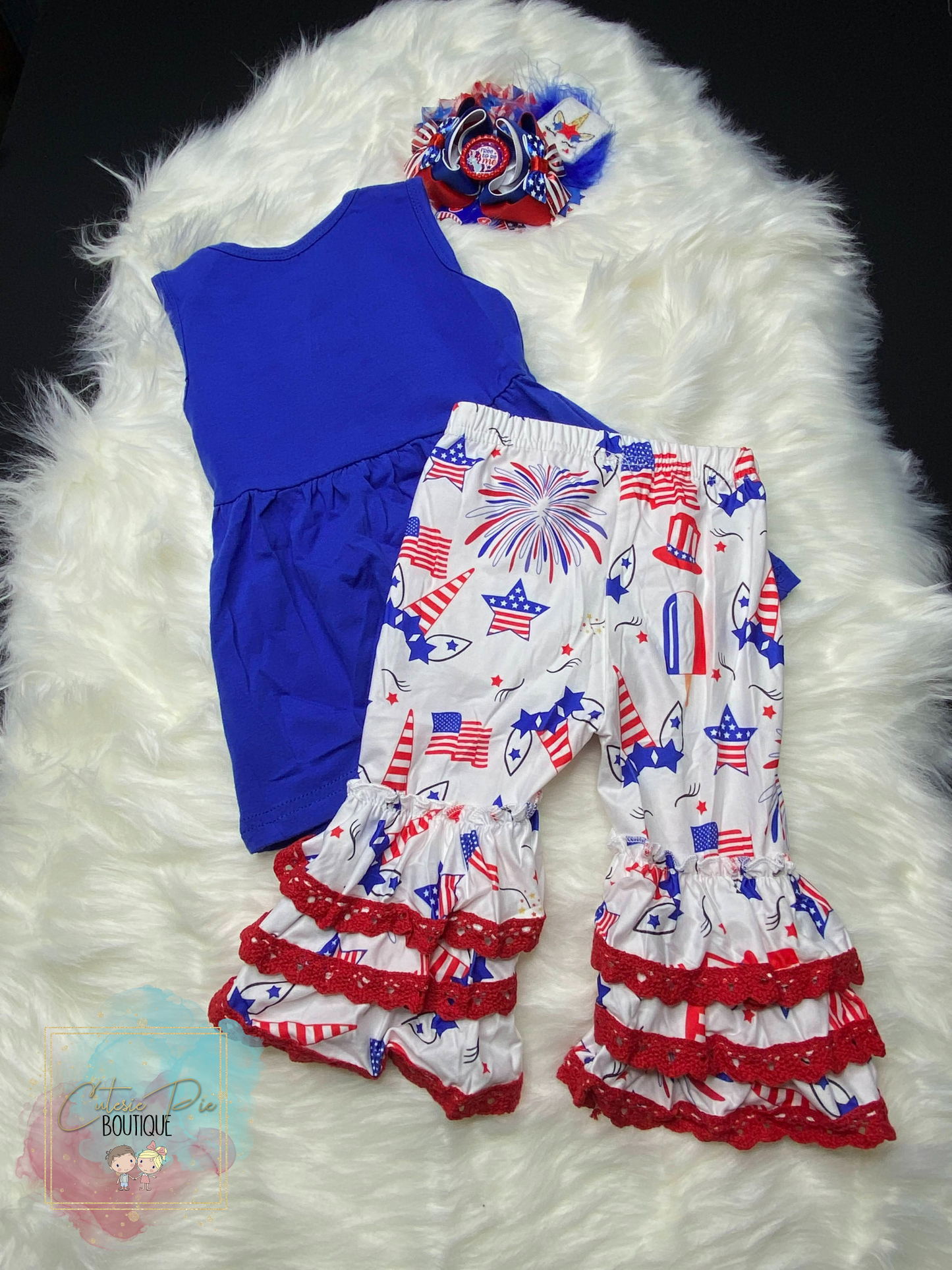 Patriotic Tunic & Ruffle Bell Bottom Outfit Set