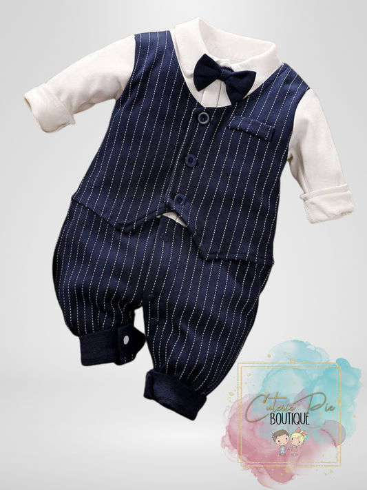 Baby Boys Gentleman Striped Onesie