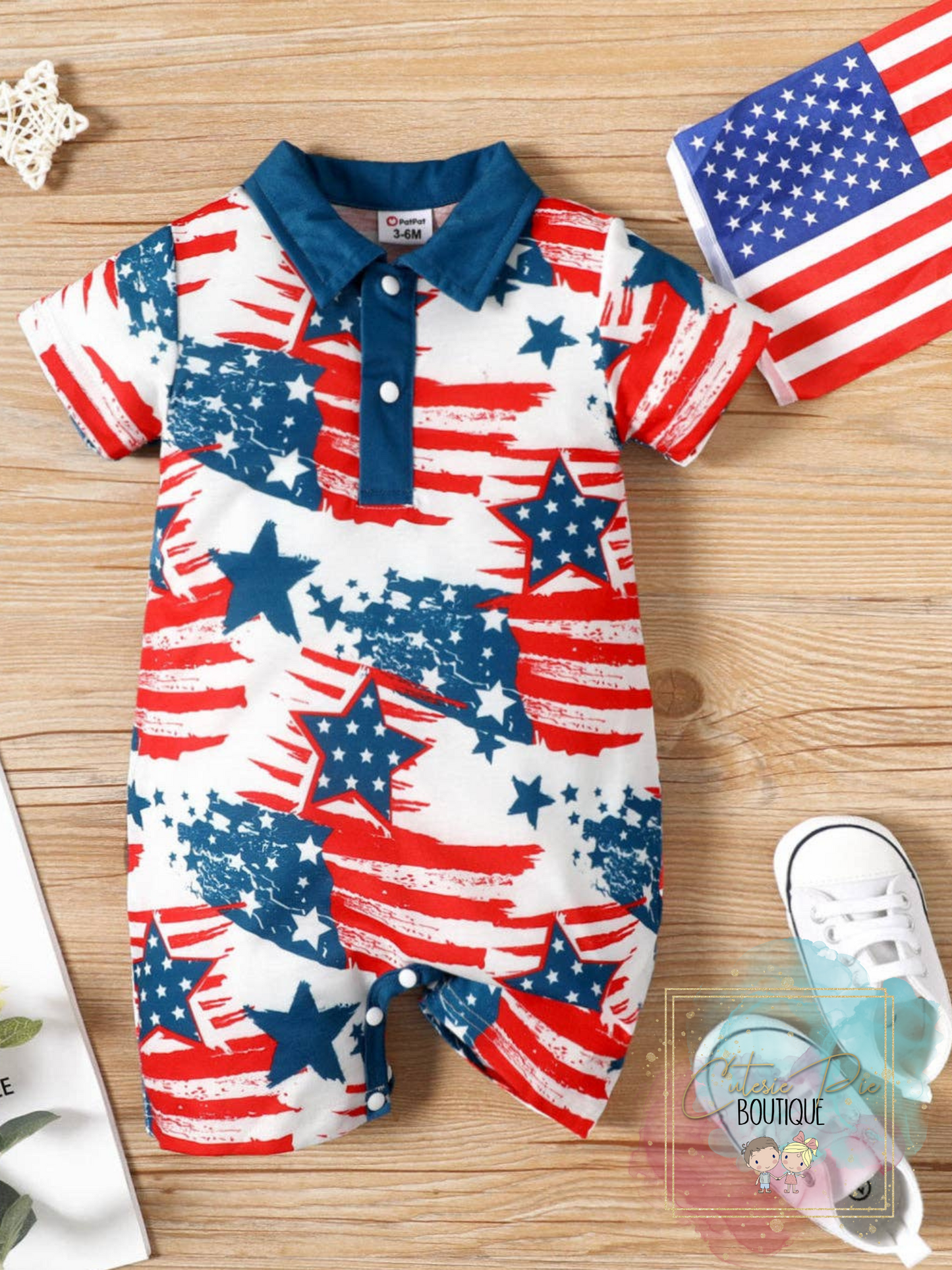 Baby Boy Patriotic Short-sleeve Romper