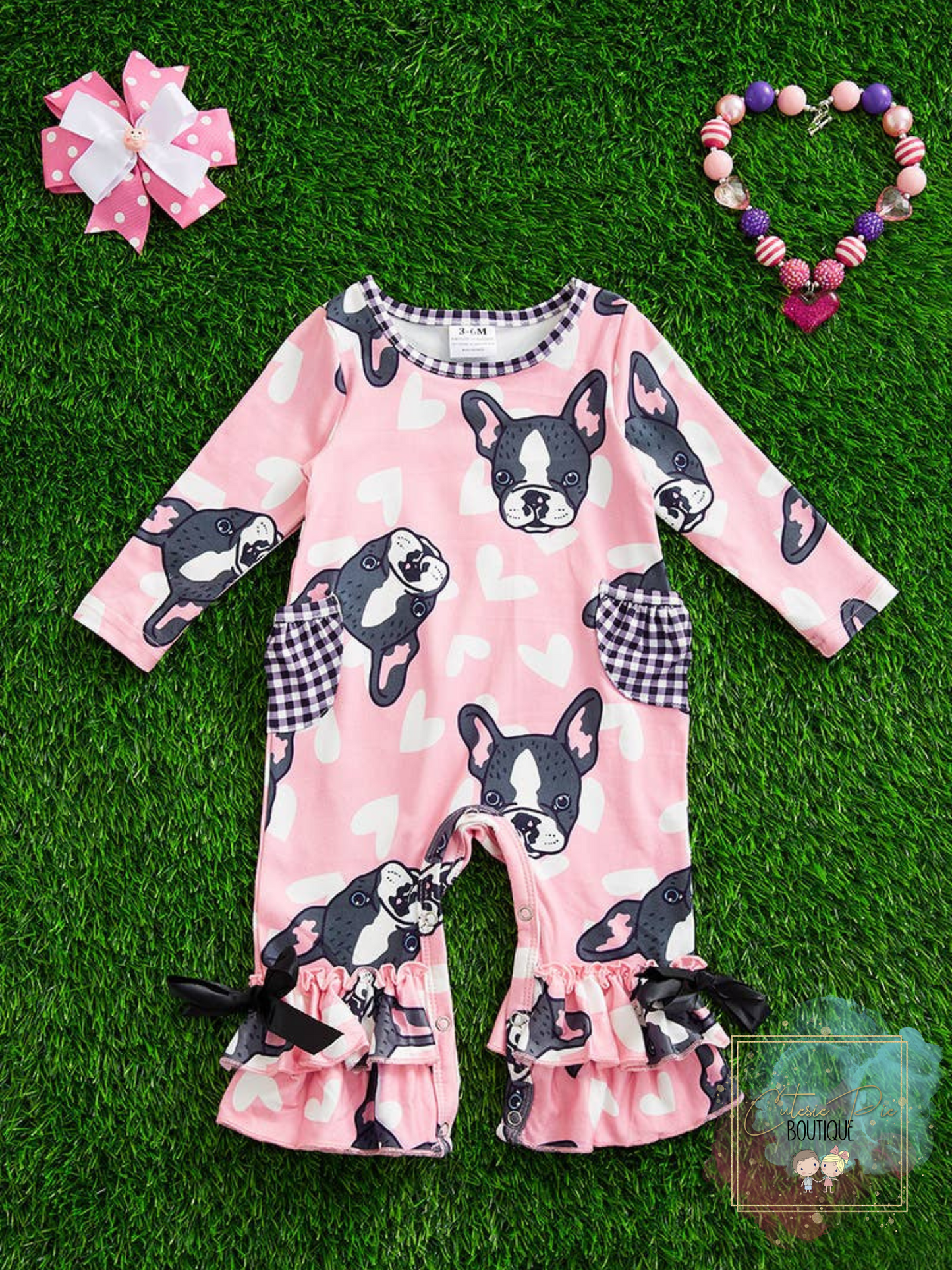 Baby Girls Puppy Romper w/ Pockets